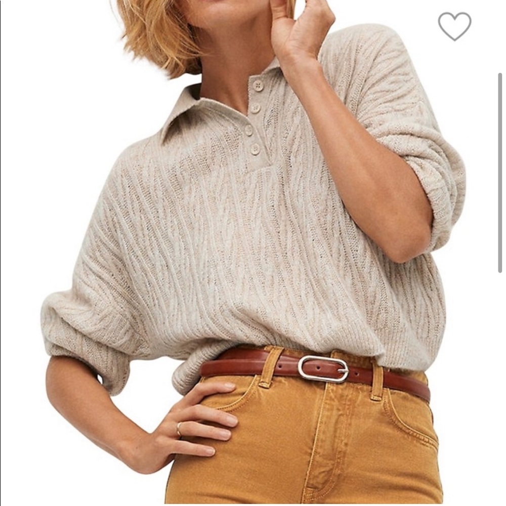 MANGO Fine Knit Polo Sweater